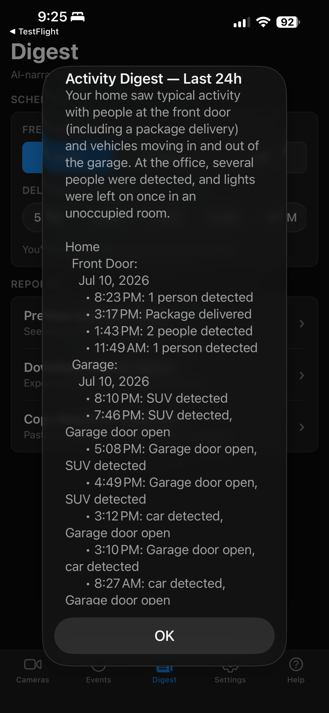 AI-narrated activity digest summarizing the last 24 hours